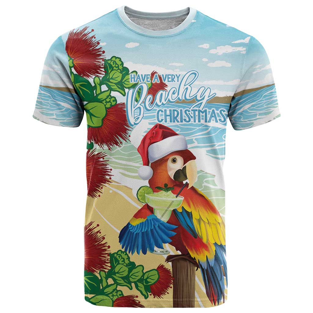Have A Very Beach Christmas T Shirt Parrot By Lehua Flower - Polynesian Pride