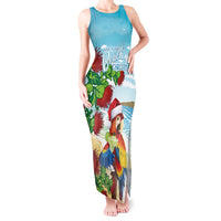 Have A Very Beach Christmas Tank Maxi Dress Parrot By Lehua Flower - Polynesian Pride
