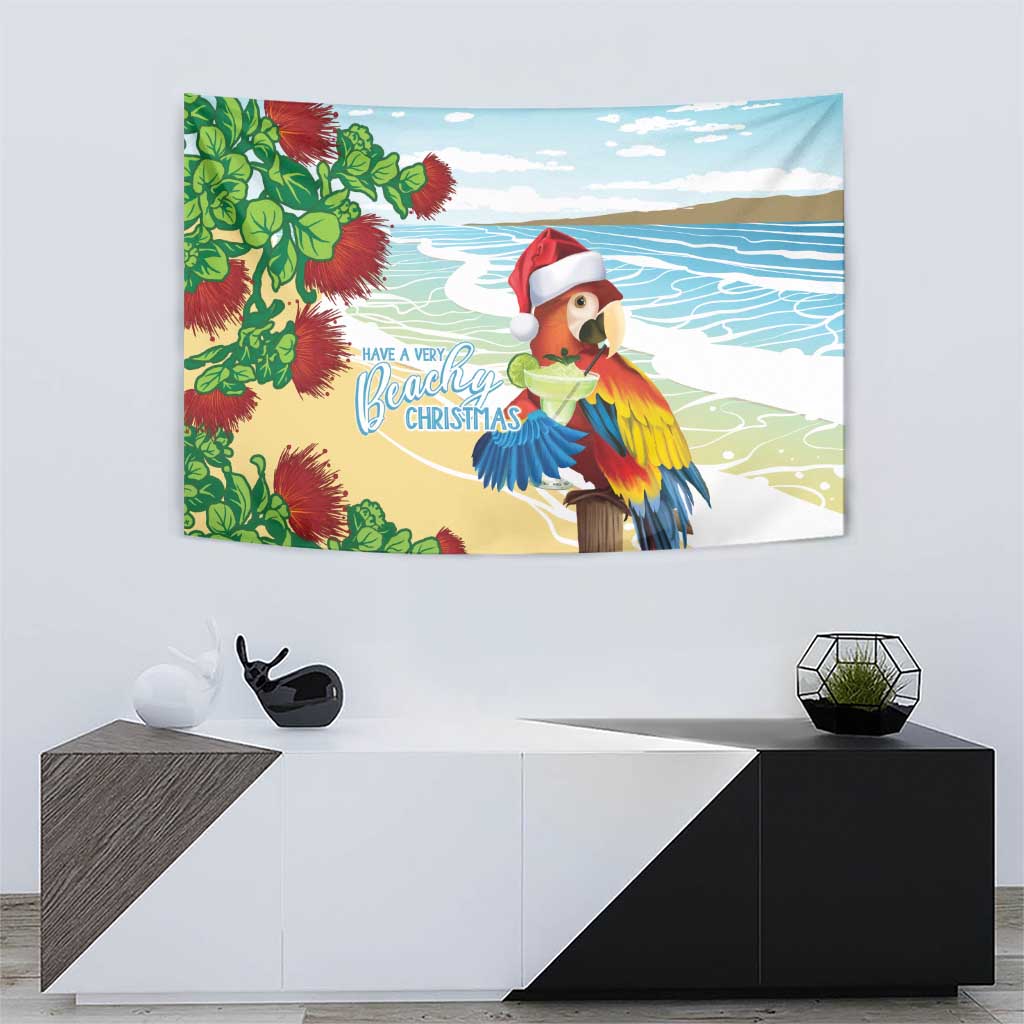 Have A Very Beach Christmas Tapestry Parrot By Lehua Flower - Polynesian Pride