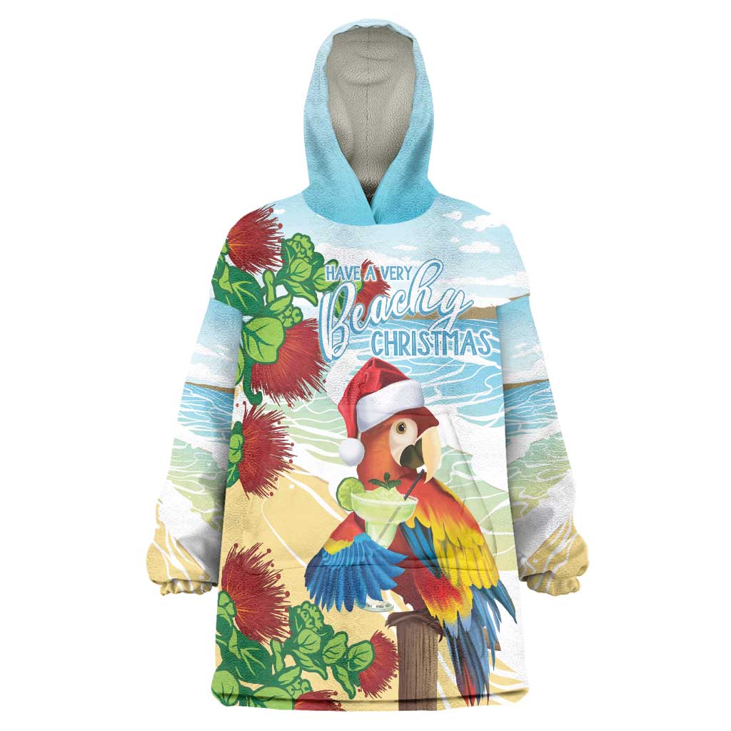 Have A Very Beach Christmas Wearable Blanket Hoodie Parrot By Lehua Flower - Polynesian Pride