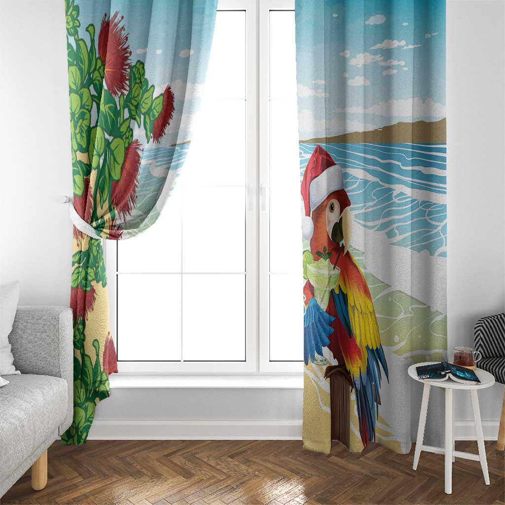 Have A Very Beach Christmas Window Curtain Parrot By Lehua Flower - Polynesian Pride