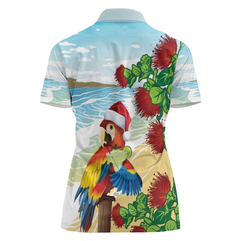 Have A Very Beach Christmas Women Polo Shirt Parrot By Lehua Flower - Polynesian Pride