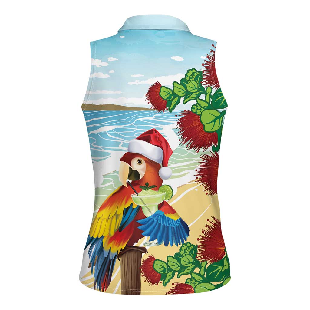 Have A Very Beach Christmas Women Sleeveless Polo Shirt Parrot By Lehua Flower - Polynesian Pride