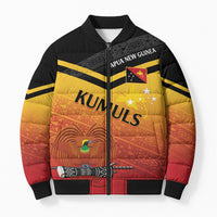 Papua New Guinea Custom Rugby The Kumuls Bomber Puffer Jacket Motuan Inspired Pattern LT7 Unisex Multicolor - Polynesian Pride