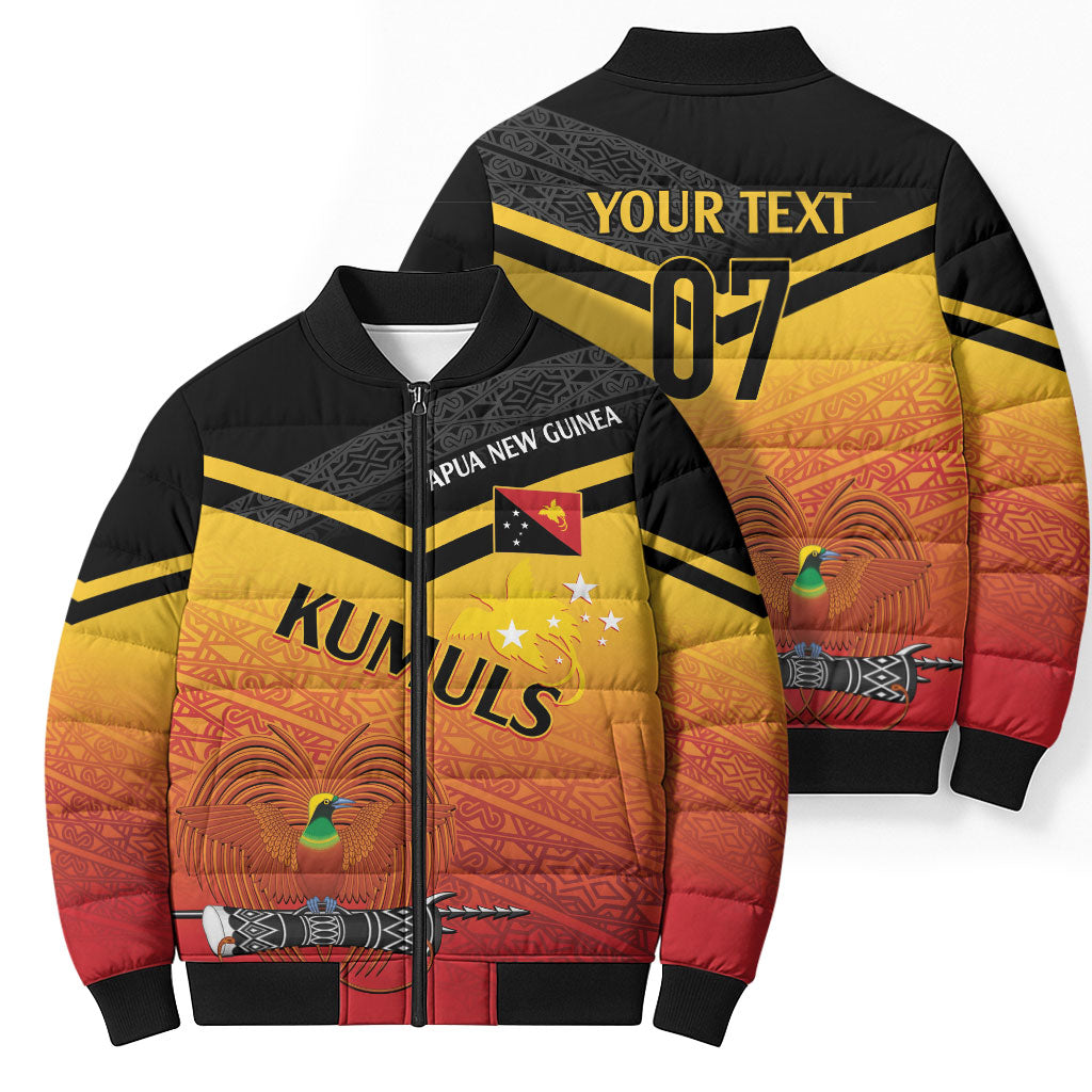 Papua New Guinea Custom Rugby The Kumuls Bomber Puffer Jacket Motuan Inspired Pattern LT7 - Polynesian Pride