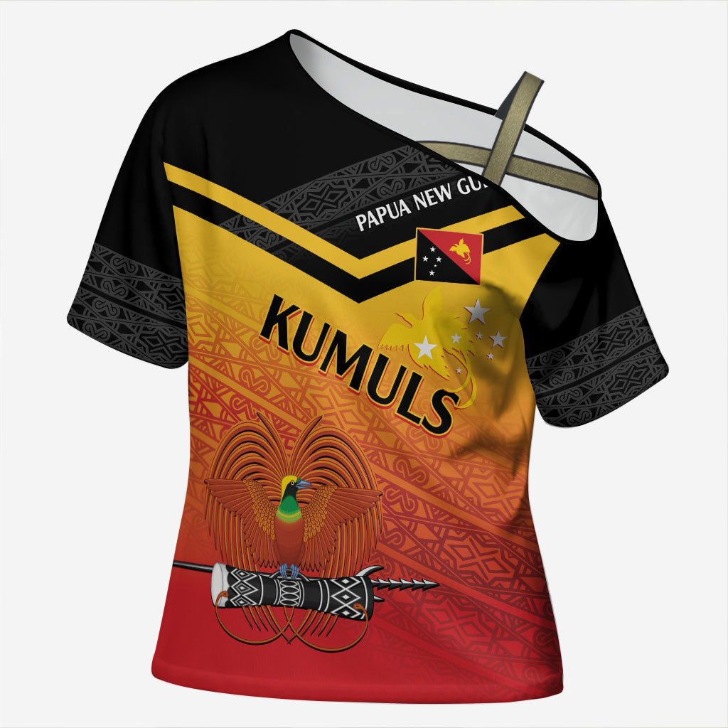 Papua New Guinea Custom Rugby The Kumuls Cross Shoulder Shirt Motuan Inspired Pattern LT7 Female Multicolor - Polynesian Pride