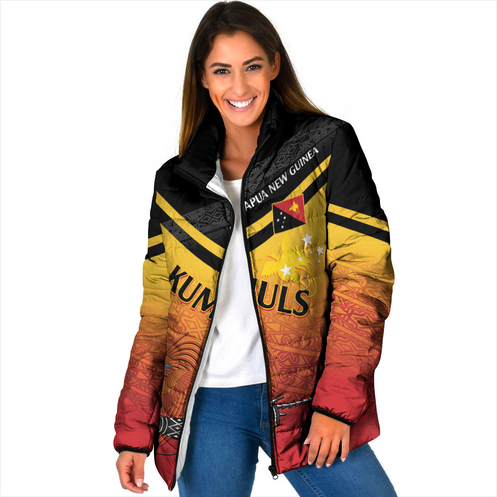 Papua New Guinea Custom Rugby The Kumuls Padded Jacket Motuan Inspired Pattern LT7 Women Multicolor - Polynesian Pride