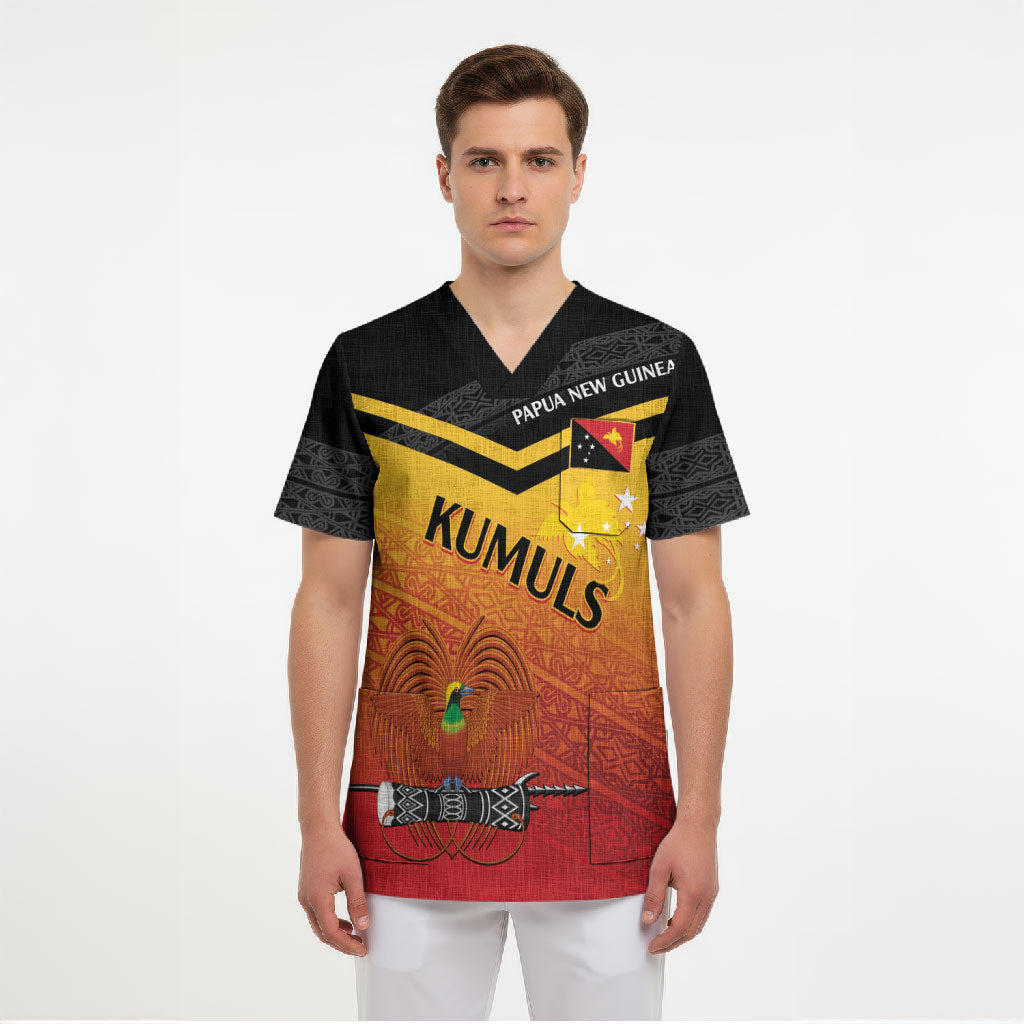 Papua New Guinea Custom Rugby The Kumuls Scrub Top Motuan Inspired Pattern LT7 - Polynesian Pride