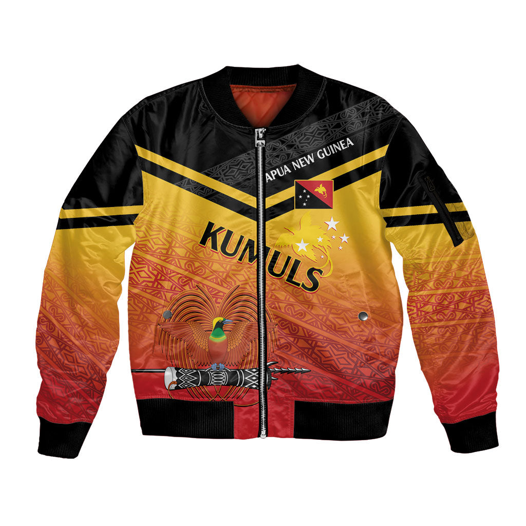 Papua New Guinea Custom Rugby The Kumuls Sleeve Zip Bomber Jacket Motuan Inspired Pattern LT7 Unisex Multicolor - Polynesian Pride