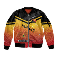 Papua New Guinea Custom Rugby The Kumuls Sleeve Zip Bomber Jacket Motuan Inspired Pattern LT7 Unisex Multicolor - Polynesian Pride