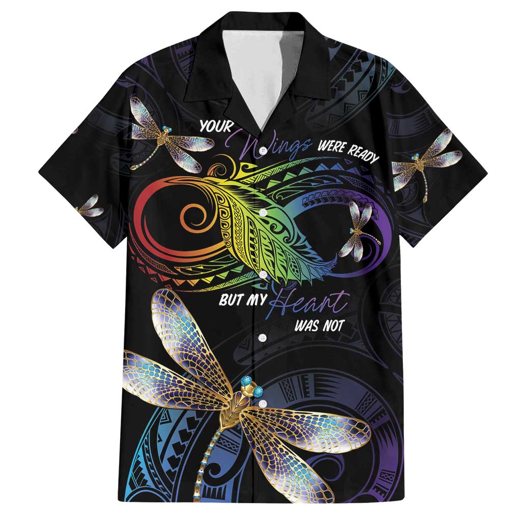 Personalised Polynesian Memorial Family Matching Long Sleeve Bodycon Dress and Hawaiian Shirt Your Wings Were Ready But My Heart Was Not LT7 Dad's Shirt - Short Sleeve Black - Polynesian Pride