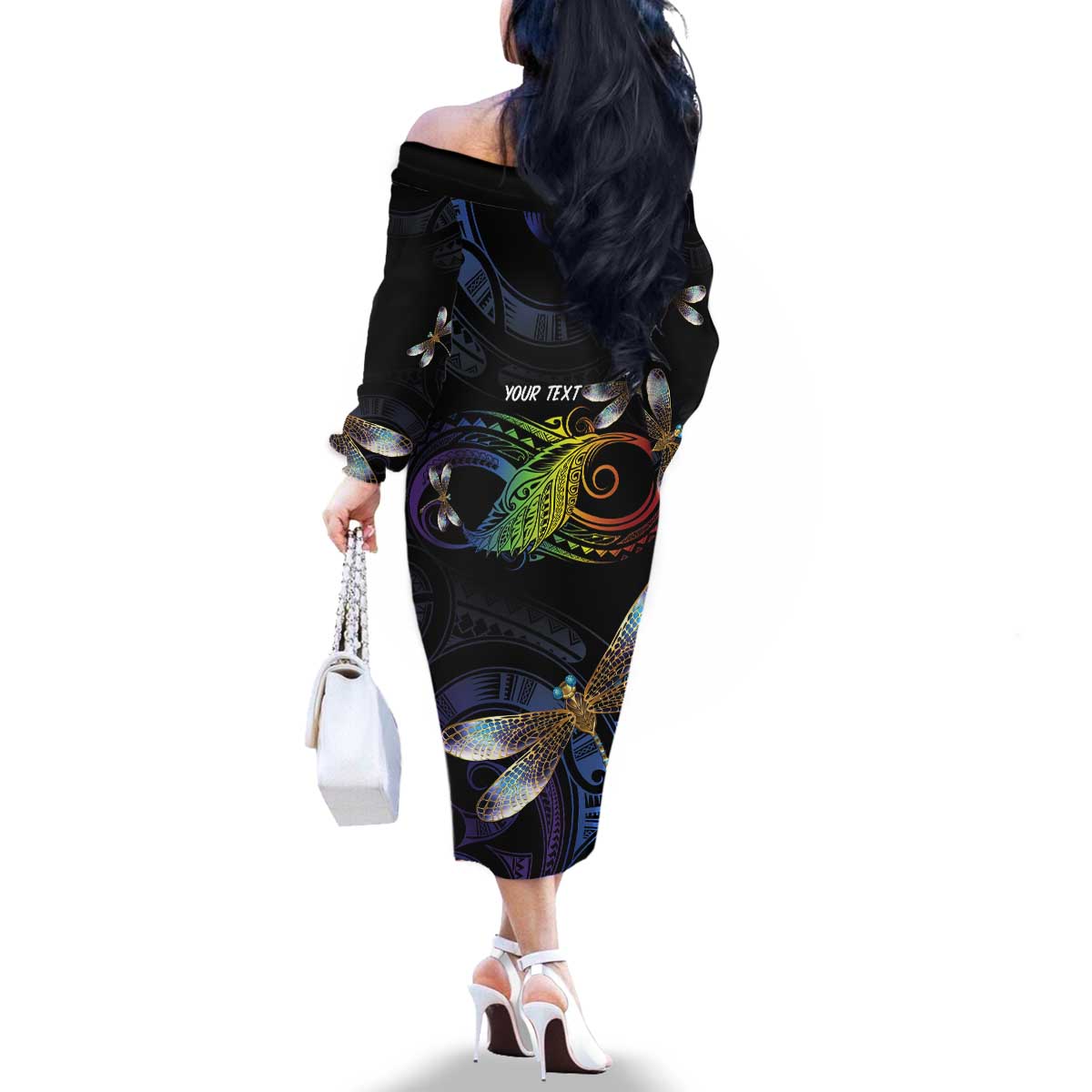 Personalised Polynesian Memorial Family Matching Off The Shoulder Long Sleeve Dress and Hawaiian Shirt Your Wings Were Ready But My Heart Was Not LT7 - Polynesian Pride