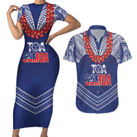 Toa Samoa Rugby Custom Couples Matching Short Sleeve Bodycon Dress and Hawaiian Shirt Ulafala Mix Nifo'oti - Polynesian Pride