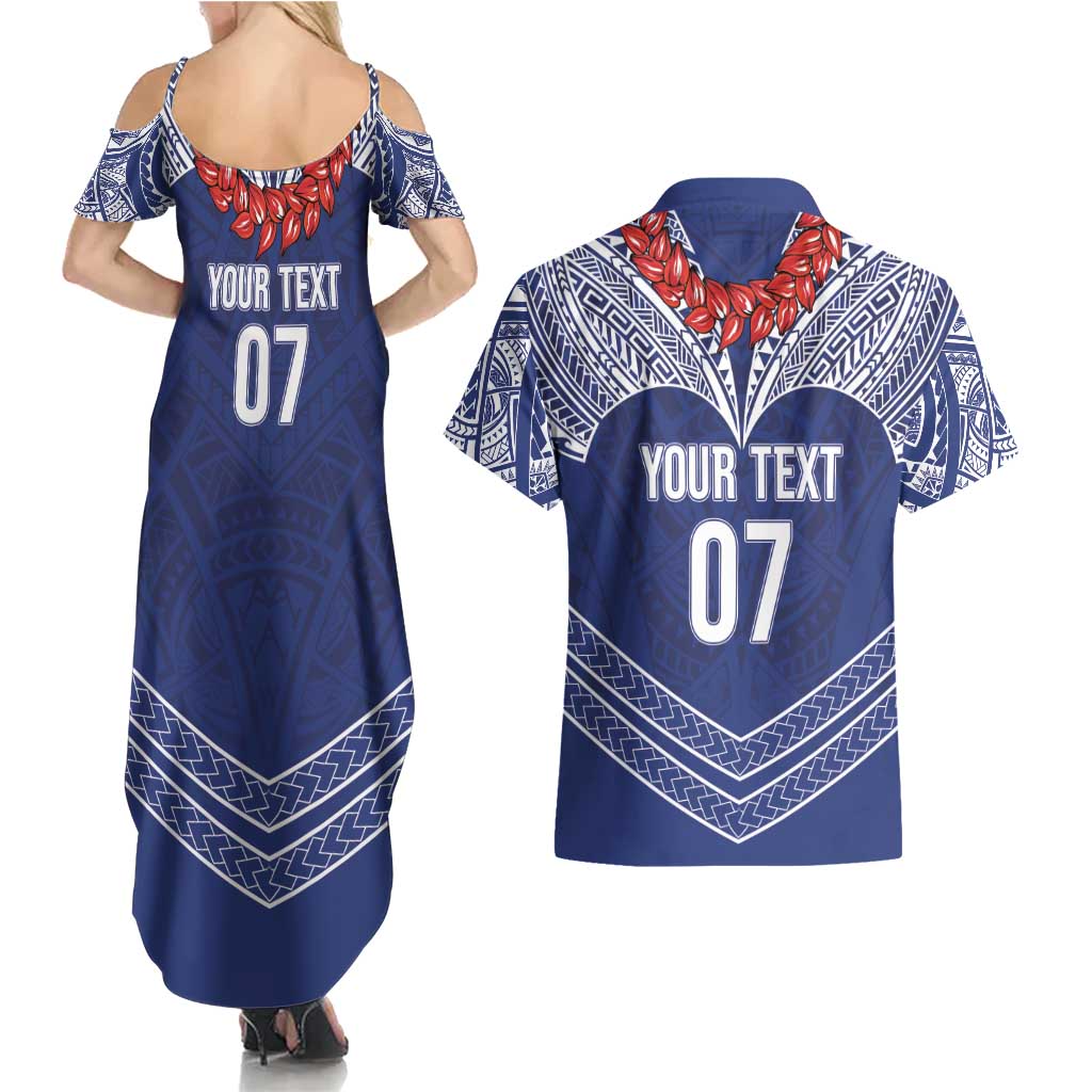 Toa Samoa Rugby Custom Couples Matching Summer Maxi Dress and Hawaiian Shirt Ulafala Mix Nifo'oti - Polynesian Pride