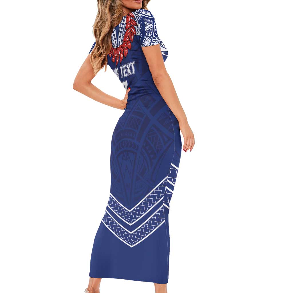 Toa Samoa Rugby Custom Family Matching Short Sleeve Bodycon Dress and Hawaiian Shirt Ulafala Mix Nifo'oti - Polynesian Pride