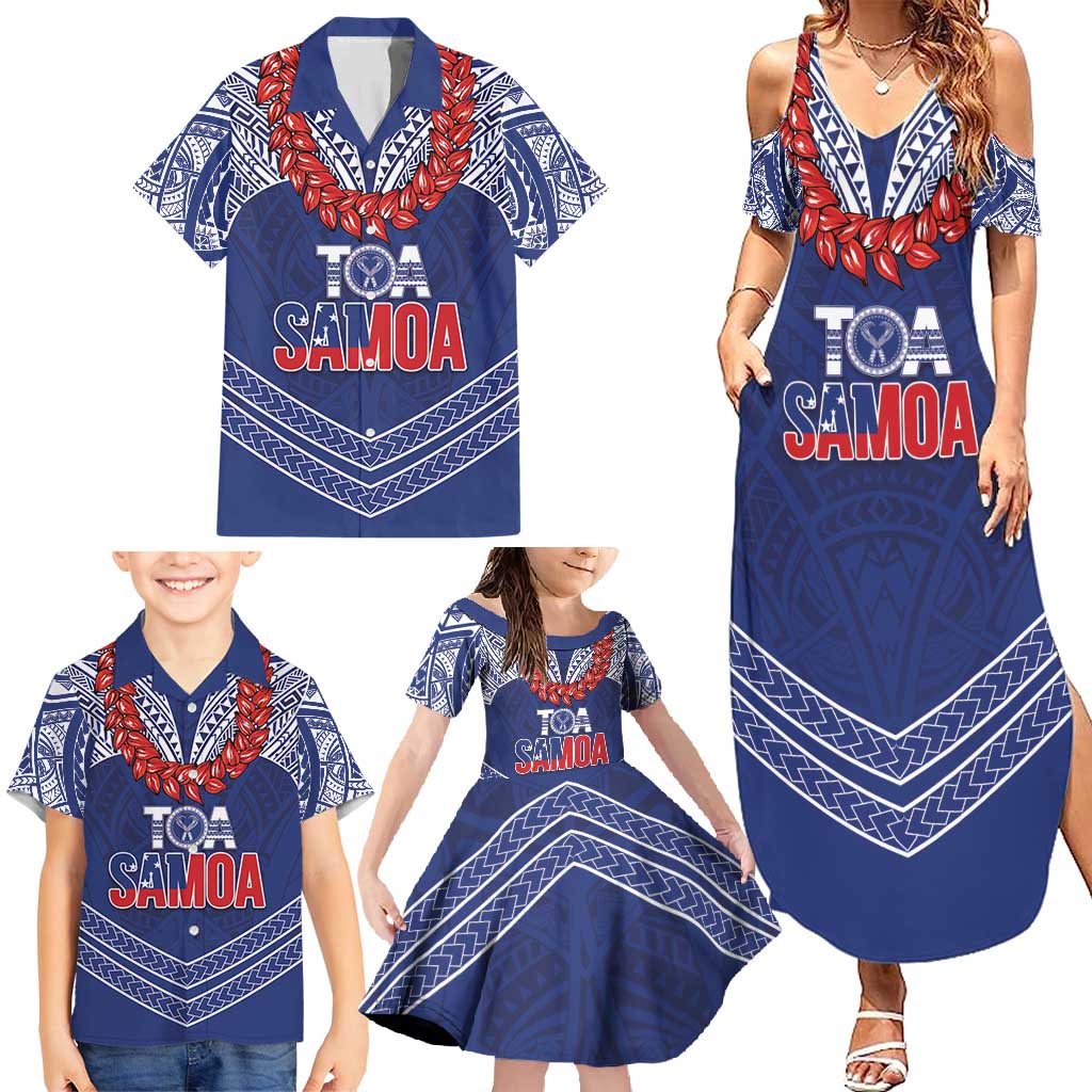 Toa Samoa Rugby Custom Family Matching Summer Maxi Dress and Hawaiian Shirt Ulafala Mix Nifo'oti - Polynesian Pride