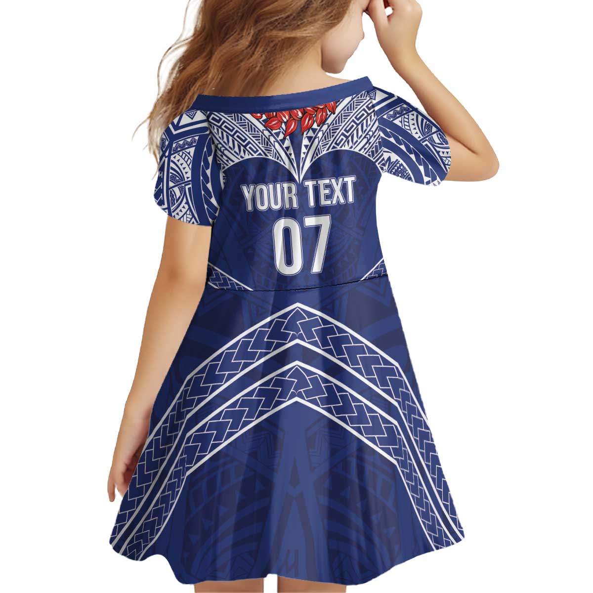 Toa Samoa Rugby Custom Kid Short Sleeve Dress Ulafala Mix Nifo'oti - Polynesian Pride