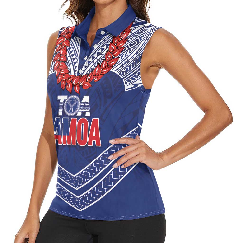 Toa Samoa Rugby Custom Women Sleeveless Polo Shirt Ulafala Mix Nifo'oti - Polynesian Pride