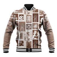 Hawaii Christmas Retro Patchwork Baseball Jacket Brown LT7 Unisex Brown - Polynesian Pride