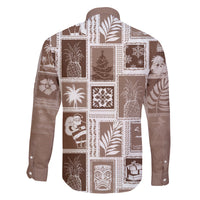 Hawaii Christmas Retro Patchwork Family Matching Puletasi Dress and Hawaiian Shirt Brown LT7 - Polynesian Pride