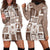 Hawaii Christmas Retro Patchwork Hoodie Dress Brown LT7 - Polynesian Pride