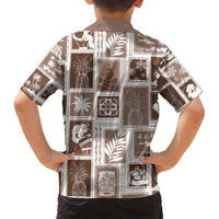 Hawaii Christmas Retro Patchwork Kid Hawaiian Shirt Brown LT7 - Polynesian Pride