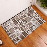 Hawaii Christmas Retro Patchwork Rubber Doormat Brown LT7 Brown - Polynesian Pride