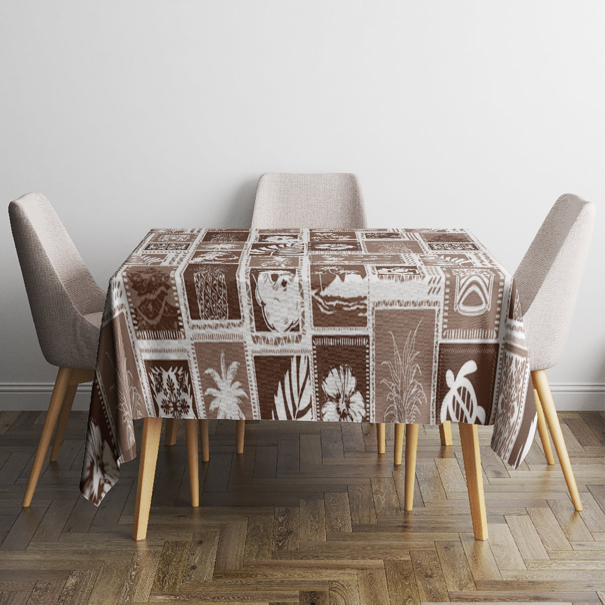 Hawaii Christmas Retro Patchwork Tablecloth Brown LT7 - Polynesian Pride