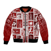 Hawaii Christmas Retro Patchwork Bomber Jacket Red LT7 Unisex Red - Polynesian Pride