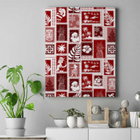 Hawaii Christmas Retro Patchwork Canvas Wall Art Red LT7 Red - Polynesian Pride