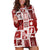 Hawaii Christmas Retro Patchwork Hoodie Dress Red LT7 Red - Polynesian Pride