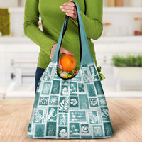 Hawaii Christmas Retro Patchwork Grocery Bag Teal