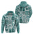 Hawaii Christmas Retro Patchwork Hoodie Teal LT7 - Polynesian Pride