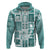 Hawaii Christmas Retro Patchwork Hoodie Teal LT7 Zip Hoodie Teal - Polynesian Pride