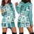 Hawaii Christmas Retro Patchwork Hoodie Dress Teal LT7 - Polynesian Pride