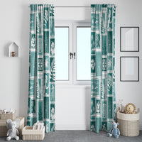Hawaii Christmas Retro Patchwork Window Curtain Teal LT7 - Polynesian Pride