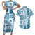 Hawaii Christmas Retro Patchwork Couples Matching Short Sleeve Bodycon Dress and Hawaiian Shirt Aquamarine LT7 Aquamarine - Polynesian Pride