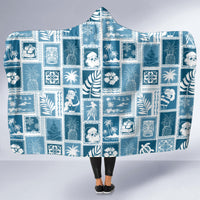 Hawaii Christmas Retro Patchwork Hooded Blanket Aquamarine LT7 - Polynesian Pride