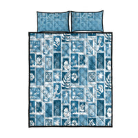 Hawaii Christmas Retro Patchwork Quilt Bed Set Aquamarine LT7 Aquamarine - Polynesian Pride