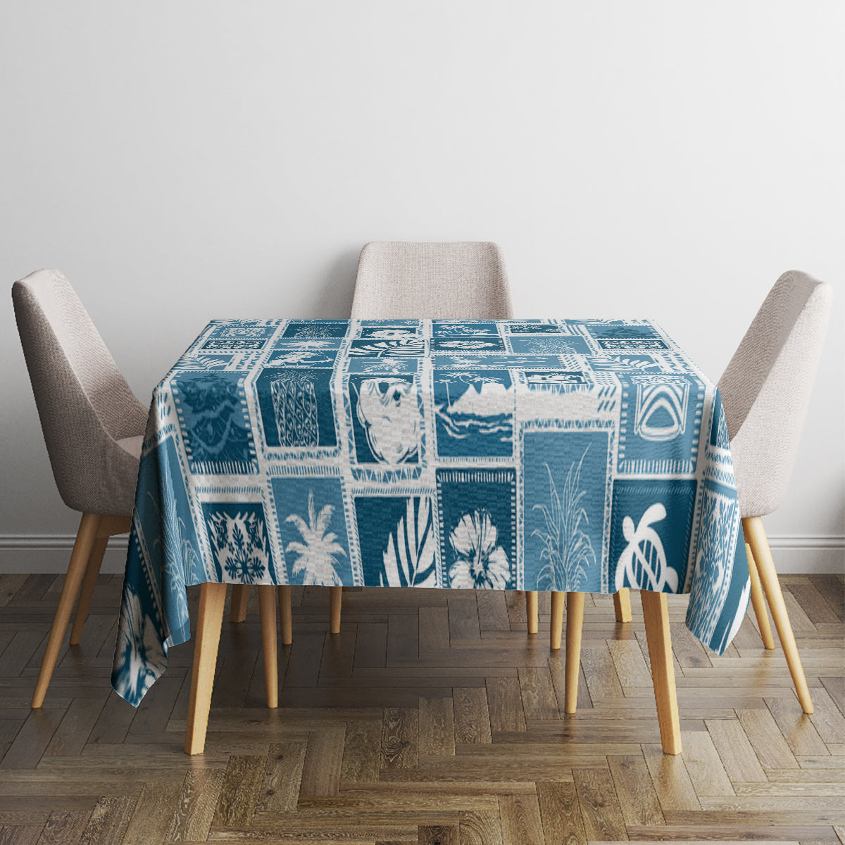 Hawaii Christmas Retro Patchwork Tablecloth Aquamarine LT7 - Polynesian Pride