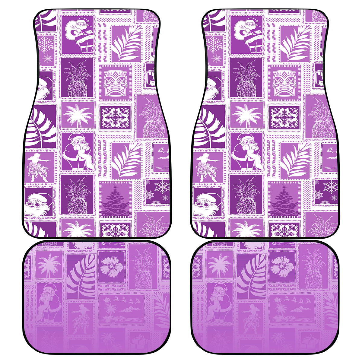 Hawaii Christmas Retro Patchwork Car Mats Violet LT7 Violet - Polynesian Pride