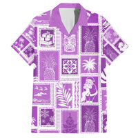 Hawaii Christmas Retro Patchwork Family Matching Long Sleeve Bodycon Dress and Hawaiian Shirt Violet LT7 Dad's Shirt - Short Sleeve Violet - Polynesian Pride
