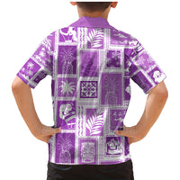 Hawaii Christmas Retro Patchwork Family Matching Mermaid Dress and Hawaiian Shirt Violet LT7 - Polynesian Pride