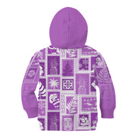 Hawaii Christmas Retro Patchwork Kid Hoodie Violet LT7 - Polynesian Pride
