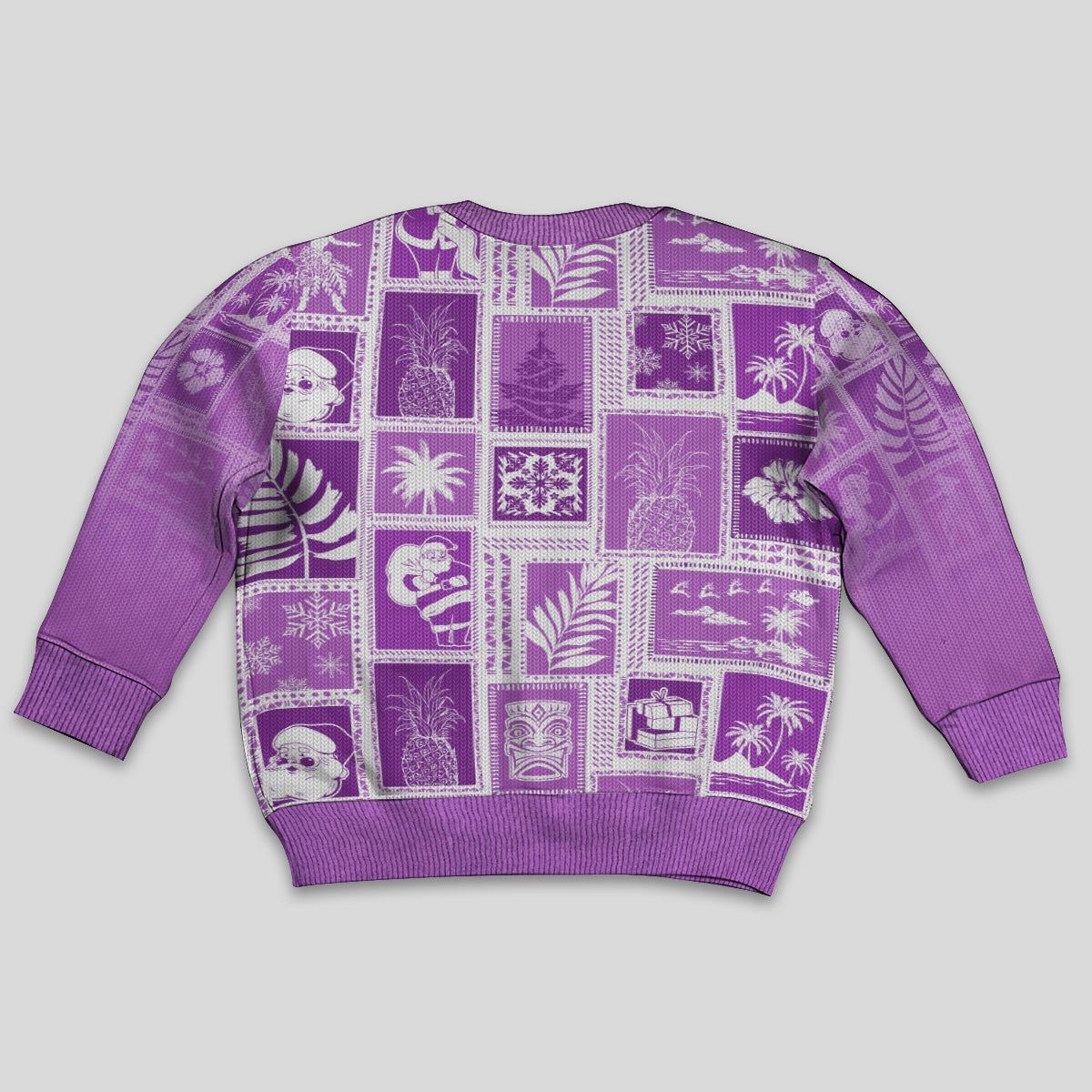 Hawaii Christmas Kid Ugly Christmas Sweater Retro Patchwork - Violet LT7 - Polynesian Pride