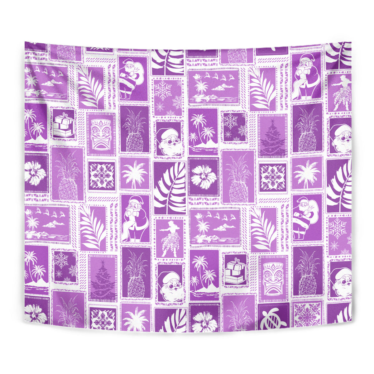 Hawaii Christmas Retro Patchwork Tapestry Violet LT7 - Polynesian Pride