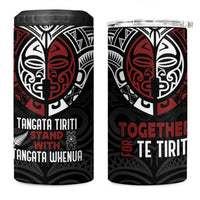 Maori Hongi Toitu Te Tiriti 4 in 1 Can Cooler Tumbler Tangata Tiriti Stand With Tangata Whenua
