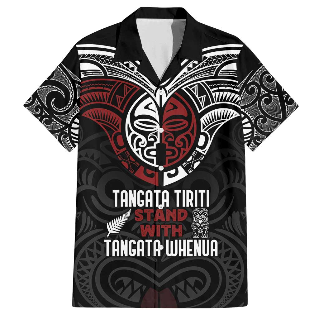 Maori Hongi Toitu Te Tiriti Family Matching Off Shoulder Short Dress and Hawaiian Shirt Tangata Tiriti Stand With Tangata Whenua