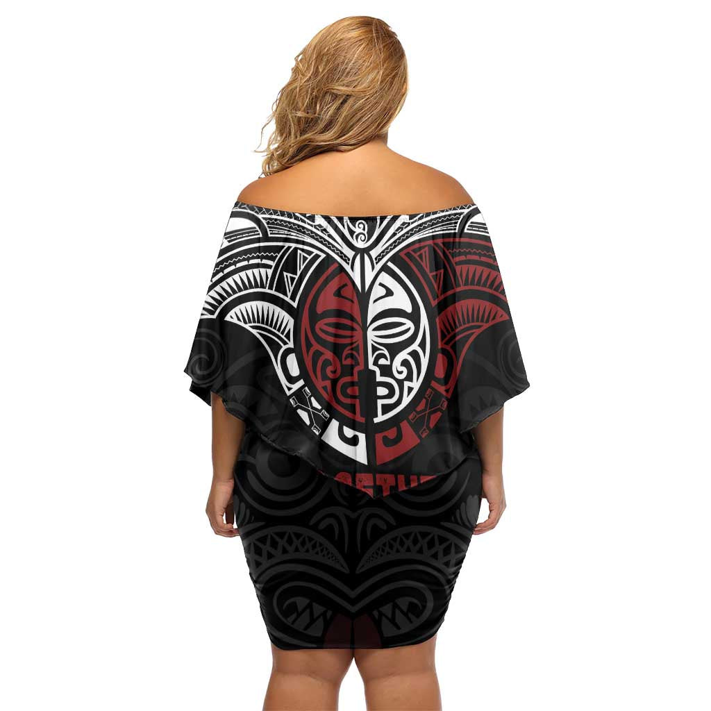 Maori Hongi Toitu Te Tiriti Family Matching Off Shoulder Short Dress and Hawaiian Shirt Tangata Tiriti Stand With Tangata Whenua