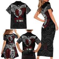 Maori Hongi Toitu Te Tiriti Family Matching Short Sleeve Bodycon Dress and Hawaiian Shirt Tangata Tiriti Stand With Tangata Whenua